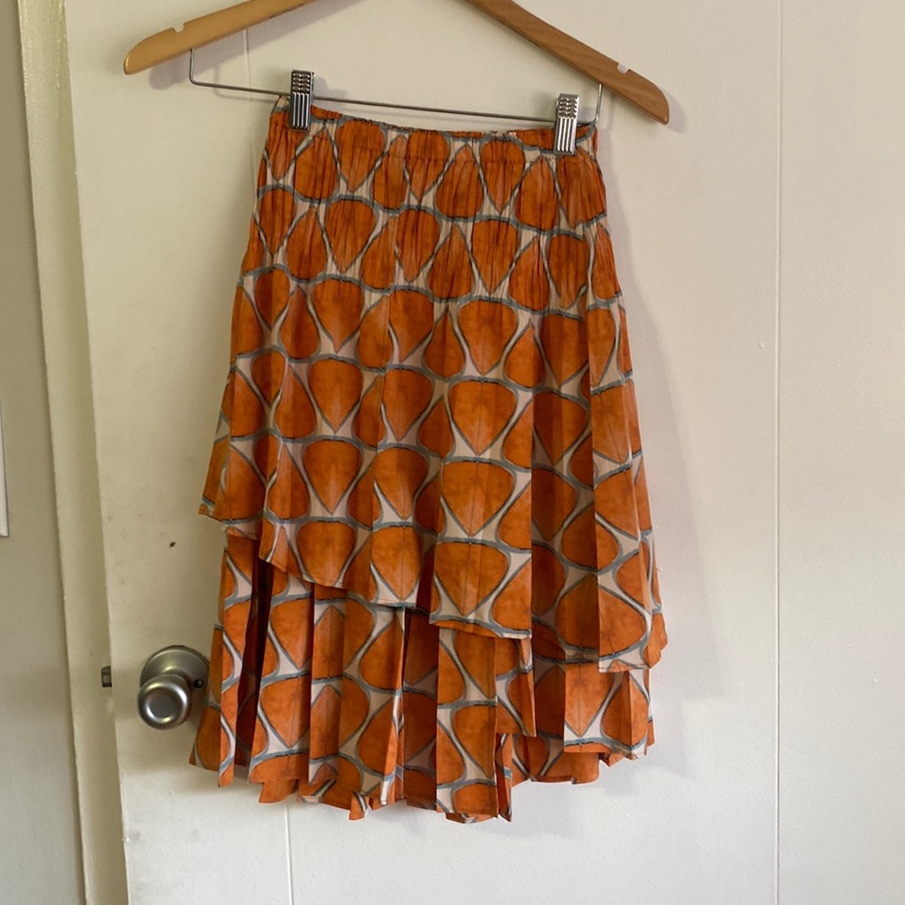 Orange candy corn core silky chiffon skirt